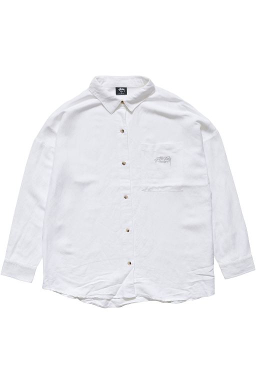 Stussy Womens Shoreline BF Linen Shirt Leisure Sets White - OWBCL0241